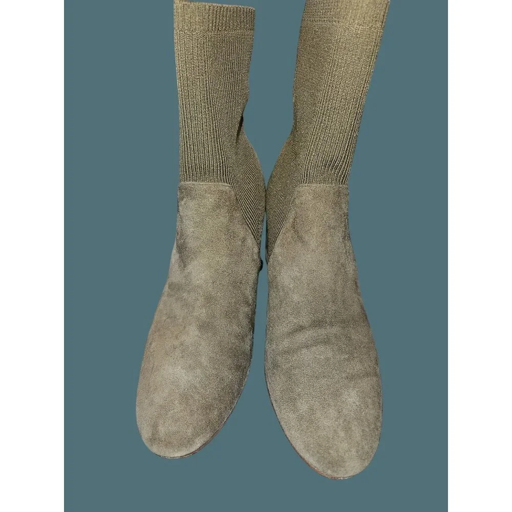 Eileen Fisher Knolls Stretch Suede Sock Knit Ankle Booties Women 8.5 Minimalist